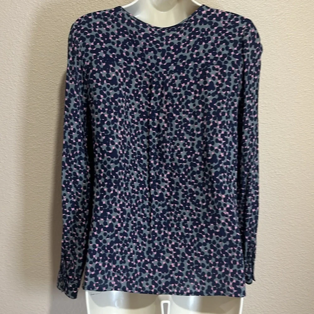 BODEN Dot-Print Long Sleeve Keyhole Blouse, Size 6, EUC